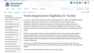 Verify Employment Eligibility (E-Verify) | Homeland Security