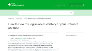 How to view the log-in access history of your Evernote account ...