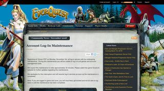 EverQuest - News - Account Log-In Maintenance
