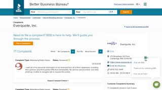 Everquote, Inc. | Complaints | Better Business Bureau® Profile