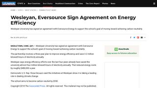 Wesleyan, Eversource Sign Agreement on Energy Efficiency ...