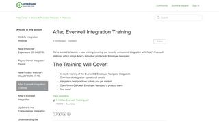 Aflac Everwell Integration Training – Help Center