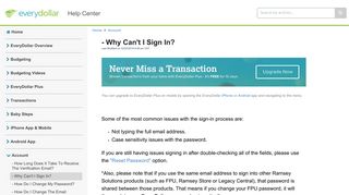 - Why Can't I Sign In? | Help Center | EveryDollar.com