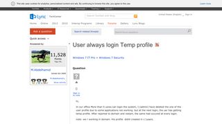 User always login Temp profile - Microsoft