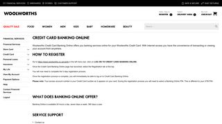 About Credit Card Banking Online - Woolworths