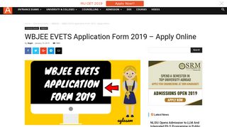 WBJEE EVETS Application Form 2019 - Apply Online | AglaSem ...