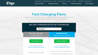 Plans Page For Existing Customer - EVgo