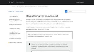 Registering for an account – Axon Help Center