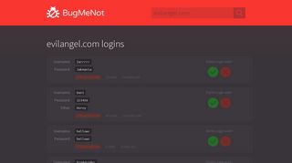 evilangel.com passwords - BugMeNot