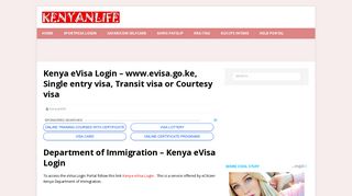 Kenya eVisa Login - www.evisa.go.ke, Single entry, Transit, Courtesy