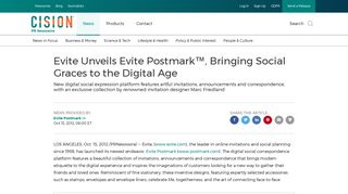 Evite Unveils Evite Postmark™, Bringing Social Graces to the Digital Age