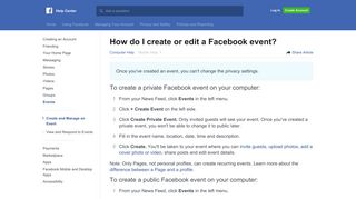 How do I create or edit a Facebook event? | Facebook Help Center ...