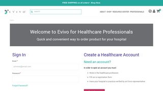 Healthcare Professional Log In | Evivo