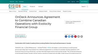 OnDeck Announces Agreement to Combine Canadian Operations ...