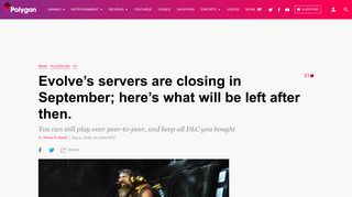 Evolve's servers will shut down in September, here's what will be left ...