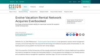 Evolve Vacation Rental Network Acquires Everbooked - PR Newswire