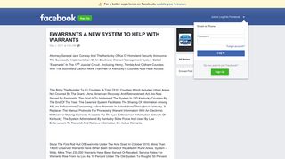 EWARRANTS A NEW SYSTEM TO HELP WITH WARRANTS - Facebook