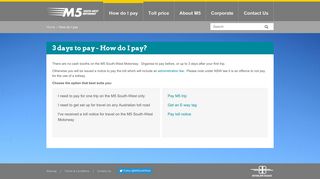 3 days to pay - How do I pay? - M5 Motorway