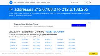 212.6.108 - ewetel.net - Germany - EWE TEL GmbH - Search IP ...