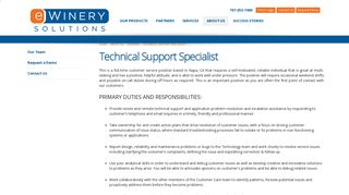 eWinery Solutions - Technical Support Specialist