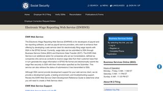 Electronic Wage Reporting Web Service (EWRWS) - Social Security