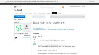 EWS login is not working - Microsoft