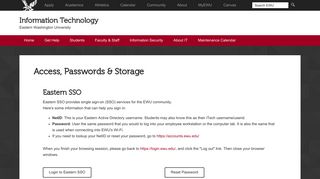Access, Passwords & Storage - Eastern Washington University