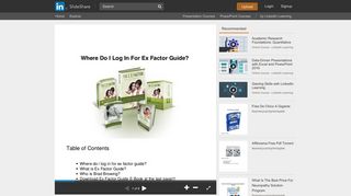 Where Do I Log In For Ex Factor Guide? - SlideShare