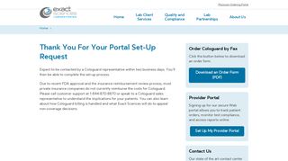 Provider Portal Set-Up Thank You - Exact Sciences Laboratories