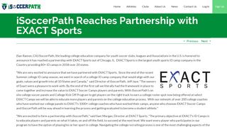 iSoccerPath Reaches Partnership with EXACT Sports – iSoccerPath
