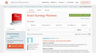 Exact Synergy Reviews 2018 | G2 Crowd