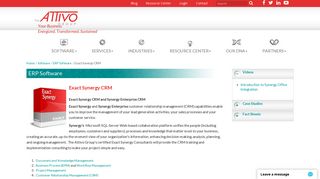 Exact Synergy CRM and Synergy Enterprise CRM | Attivo Consulting