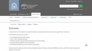 Extranet Login - scsa - School Curriculum and Standards Authority