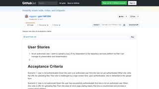 Sample user story & acceptance criteria · GitHub