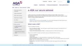AQA | Contact us | Secure services | e-AQA: our secure extranet