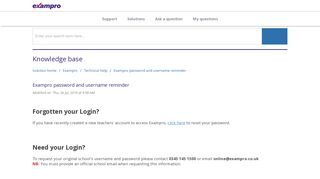 Testbase password and username reminder : Exampro Support