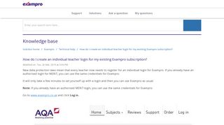 To support teachers, we have introduced individual ... - Exampro Support