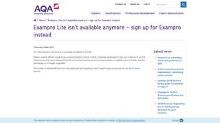 AQA | News | Exampro Lite isn't available anymore – sign up for ...