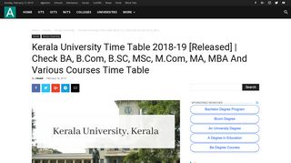 Kerala University Time Table 2018-19 [Released] | Check BA, B.Com ...