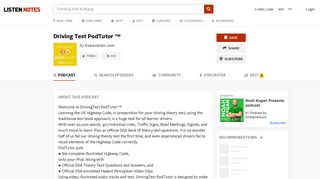 Driving Test PodTutor ™ (podcast) - Examstutor.com | Listen Notes