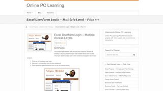 Excel Userform Login - Multiple Level - Plus +++ - Online PC Learning
