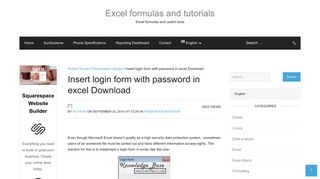 Insert login form with password in excel Download - Excel formulas ...