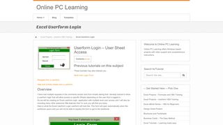 Excel Userform Login - Online PC Learning
