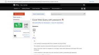 Excel Web Query with password - MSDN - Microsoft