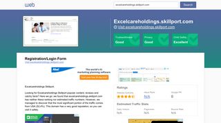 Everything on excelcareholdings.skillport.com. Registration/Login Form.