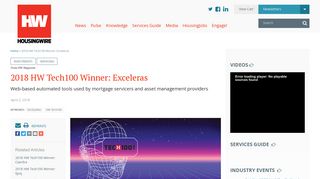2018 HW Tech100 Winner: Exceleras | 2018-04-02 | HousingWire