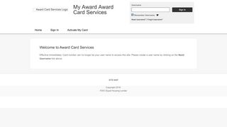 My Award Award Card Services - Home Page