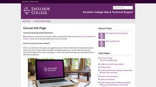 Excelsior College Canvas Info Page - Help & Technical Support