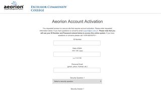 Aeorion Account Activation - Aeorion - Excelsior Community College