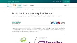 Frontline Education Acquires Excent - PR Newswire